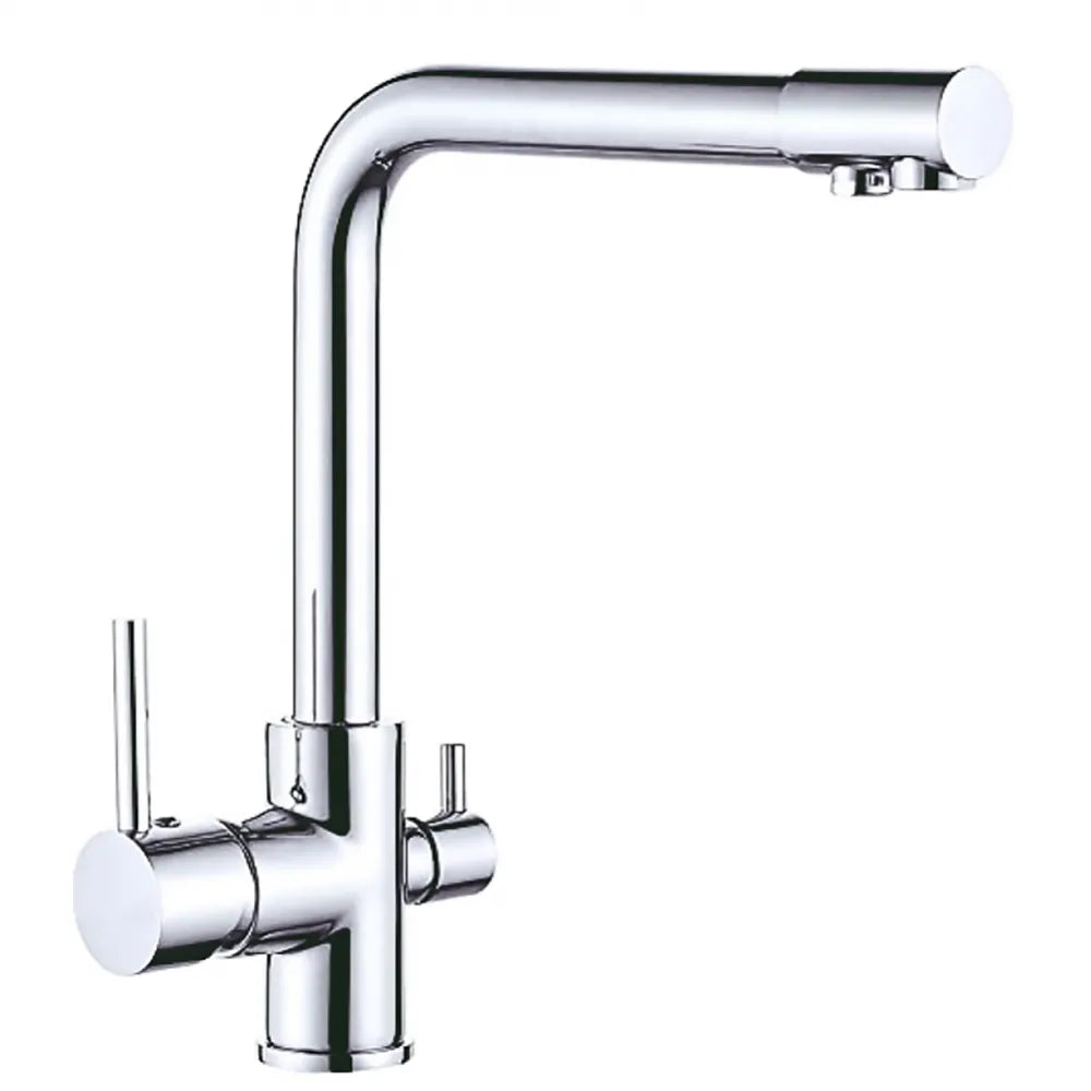 Μπαταρία νεροχύτη πάγκου τρίοδη χρωμέ με παροχή για φίλτρο PURE INTERFLEX