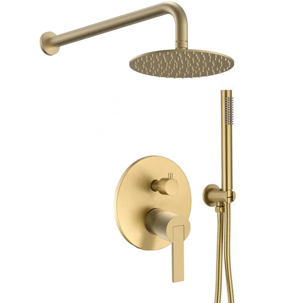 Σετ μπαταρία εντοιχισμού ντουζ αναμεικτική BRUSHED GOLD PVD ΔΥΟ ΡΟΩΝ INTERFLEX HERMES