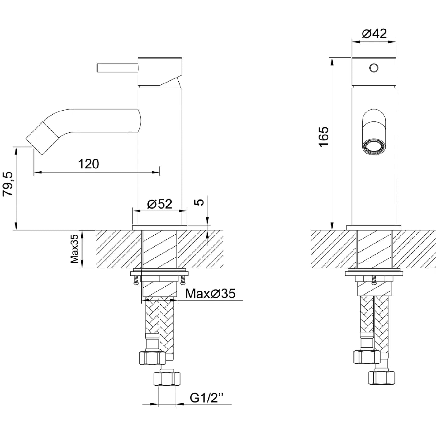 Μπαταρία Νιπτήρα αναμεικτική INOX 316L Χωρίς Βαλβίδα INTERFLEX ANDROMEDA