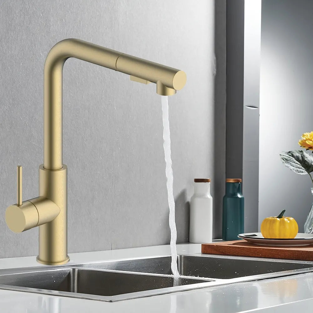 Μπαταρία νεροχύτη πάγκου ψηλή χρυσή ματ με αποσπώμενο τηλέφωνο INTERFLEX VOGUE