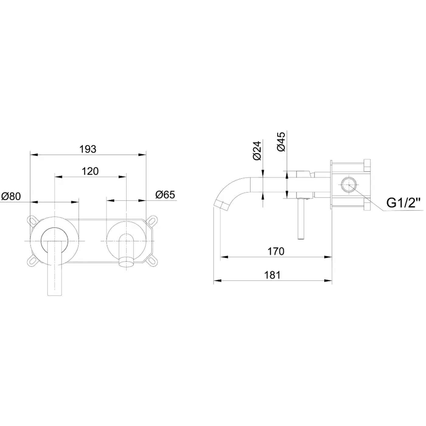 Σετ Μπαταρία Νιπτήρα εντοιχισμού BRUSHED GOLD PVD INTERFLEX HERMES
