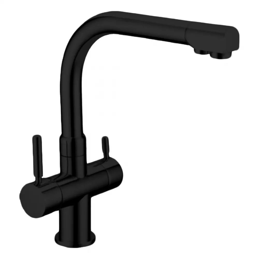 Μπαταρία νεροχύτη πάγκου τρίοδη μαύρη με παροχή για φίλτρο PURE INTERFLEX