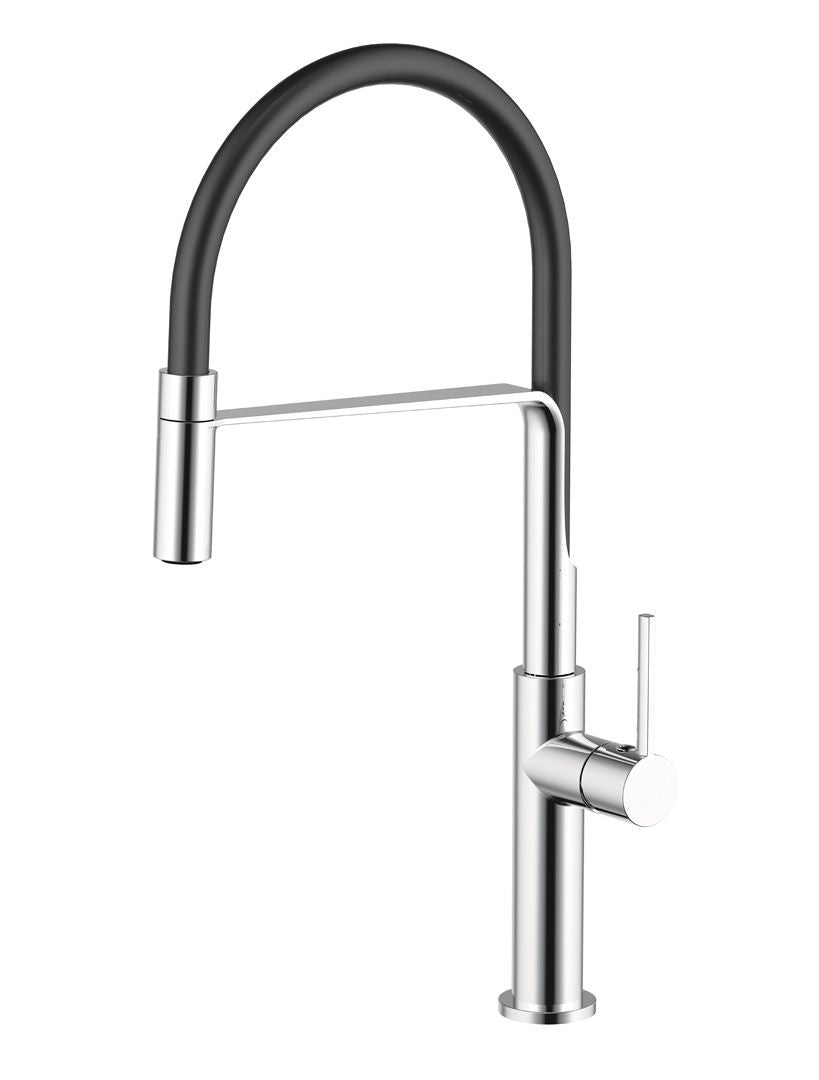 Μπαταρία Κουζίνας Ottone Meloda Αναμεικτική Με Ντουζάκι Και Ρουξούνι Σιλικόνης Μαύρο 17523