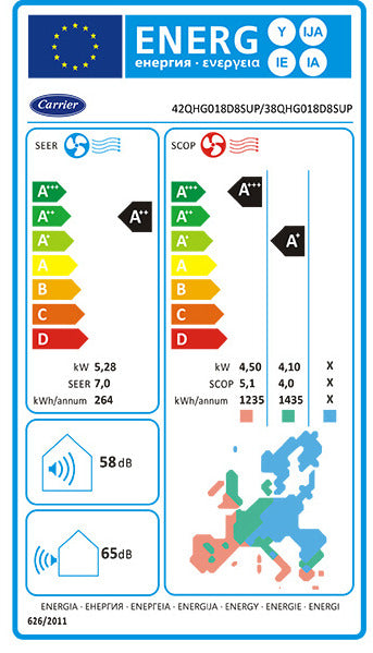 Κλιματιστικό CARRIER SUPERIA Carrier Superia 42QHG018D8SUP / 38QHG018D8SUP Κλιματιστικό Inverter 18000 BTU A++/A+ με Ιονιστή και WiFi