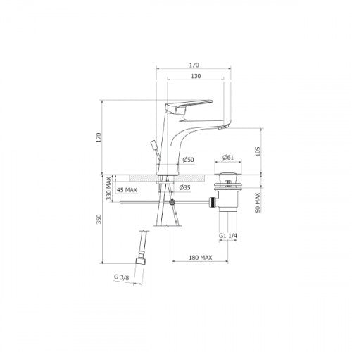 Ottone Meloda Arte Μπαταρία Νιπτήρος Χρωμέ 2P730