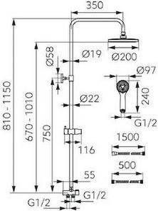 Στήλη Ντουζ Ferro WIZARD NP45 χρωμέ