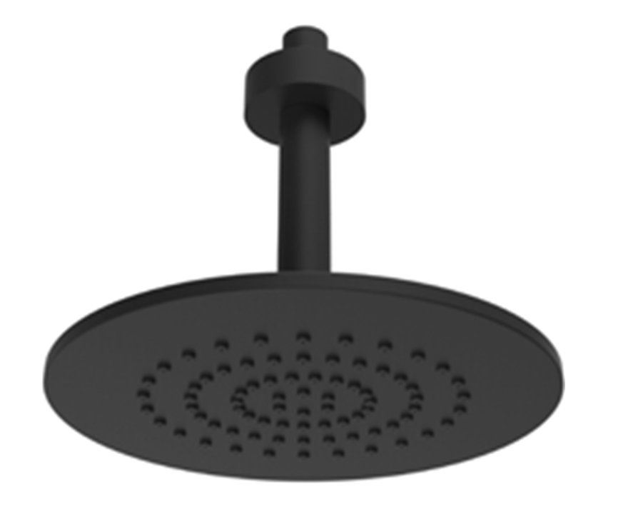 Κώδωνας ντουζιέρας οροφής Φ200 με μπράτσο 10cm Metro 2.0 Black Ottone Meloda μαύρο