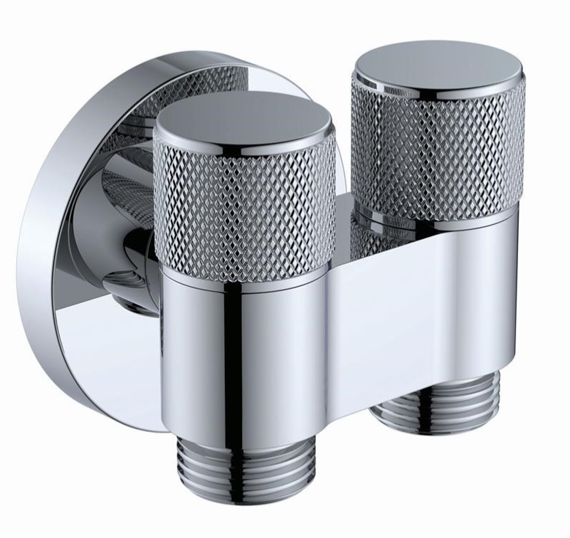 Διακόπτης διπλός γωνιακός χρωμέ double round smart INTERFLEX