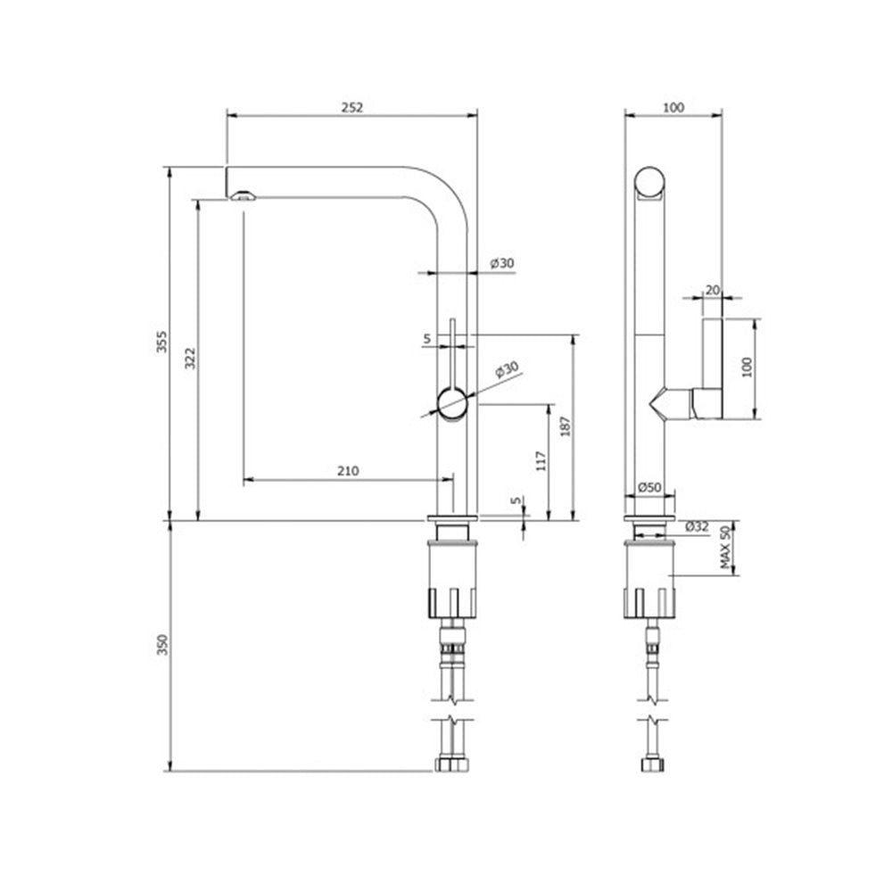 Μπαταρία νεροχύτου αναμεικτική με περιστρεφόμενο ρουξούνι Φ30 Ottone Meloda 17817 Χρωμέ