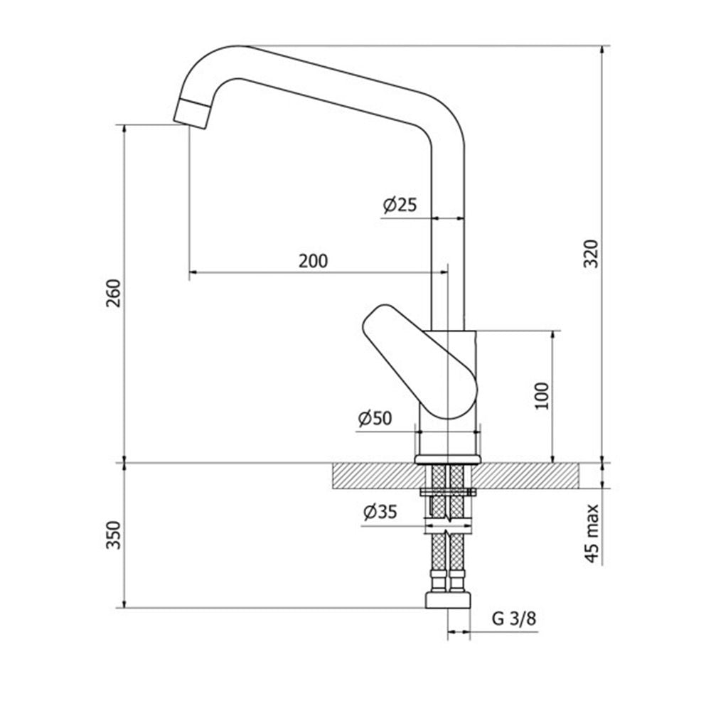 Μπαταρία νεροχύτου αναμεικτική με περιστρεφόμενο ρουξούνι 'L' Ottone Meloda Artic 2 2A950 Χρωμέ