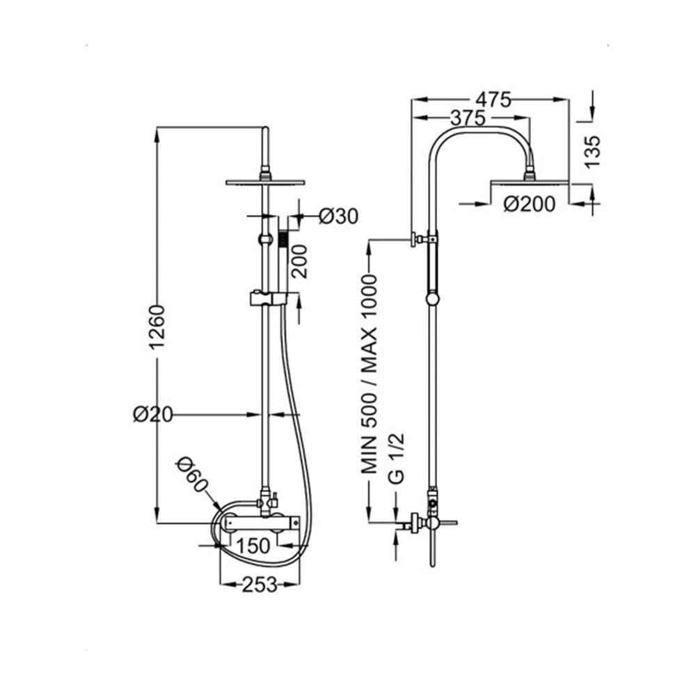 Σύστημα ντούζ με αναμεικτική μπαταρία Ottone Meloda Fix 15317 χρωμέ