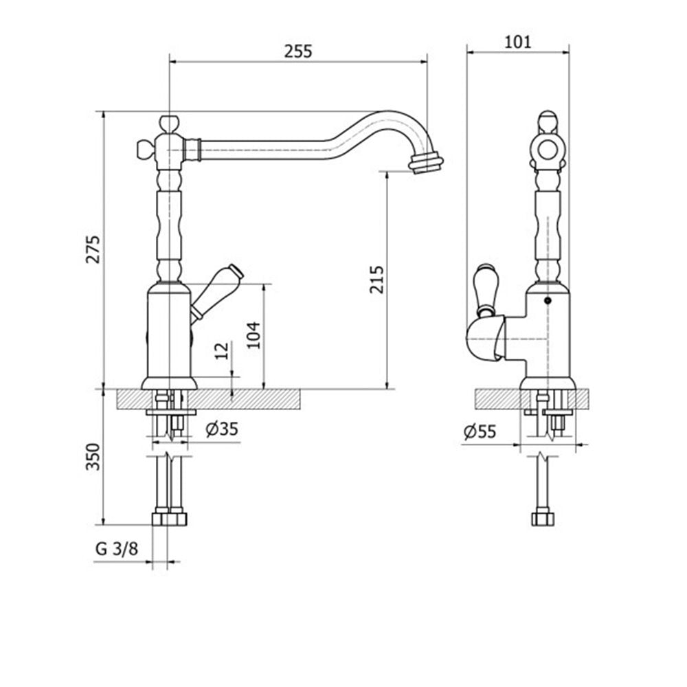Μπαταρία νεροχύτη αναμεικτική Ottone Meloda JAR 2 17815 Χρωμέ
