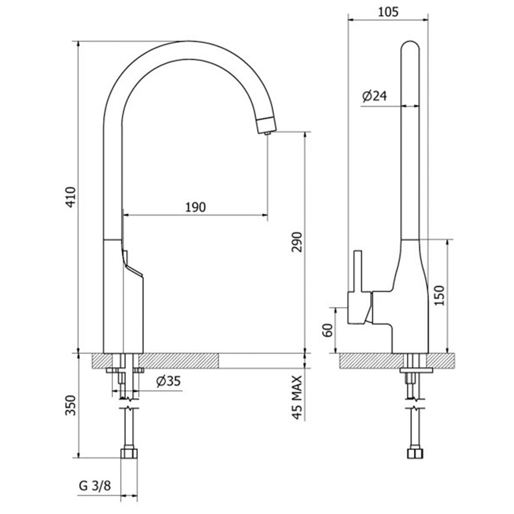Μπαταρία νεροχύτου φιλτραρίσματος 3 εισόδων με μπουτόν Ottone Meloda 17827 Χρωμέ