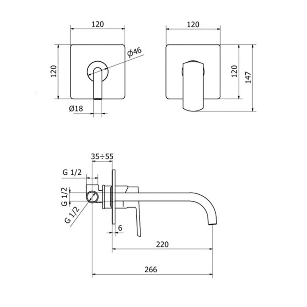 Μπαταρία Νιπτήρος Εντοιχισμού Ottone Meloda Swing SW692
