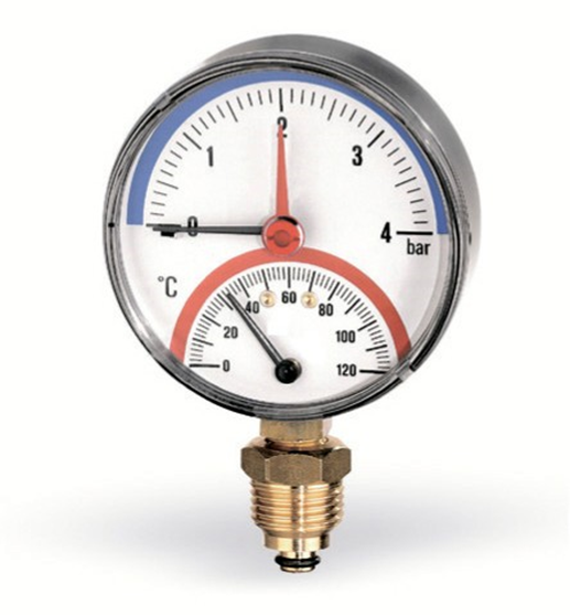 Θερμομανόμετρο κάθετο 1/4''-1/2'' Watts