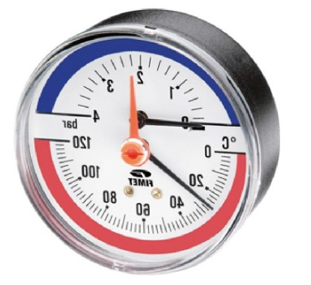 Θερμομανόμετρο οριζόντιο 1/4''-1/2'' Watts