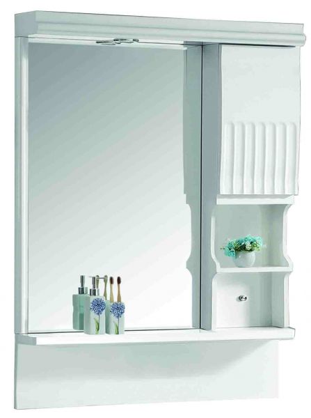 Fourlanos.gr |Linea-80 - Καθρεπτης Επιπλου Pvc 79X105 Με Φως+Etazερα - Λευκος_