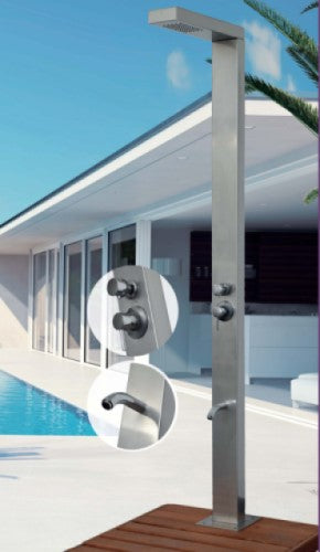 6014 Στηλη Πισινας Τετραγωνη Ss316 Αναμεικτικη Και Στομιο Για Πλυση Ποδιων
