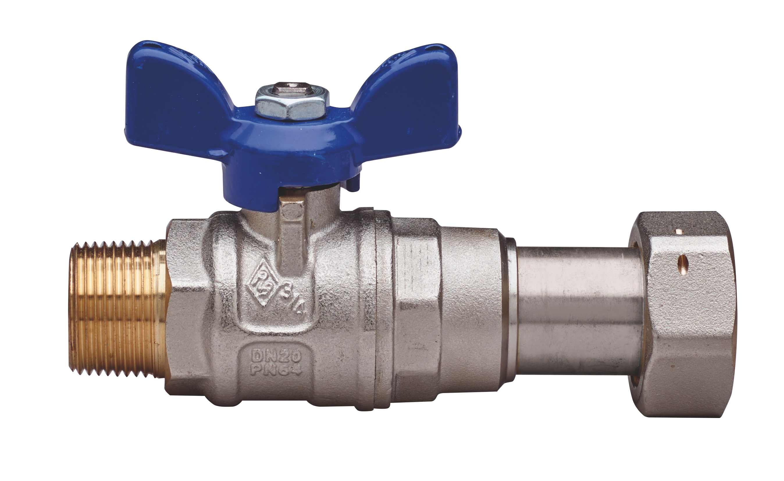 Σφαιρικός Διακόπτης Υδρομέτρων Τηλεσκοπικός Bresciane Rubinetterie 1/2''X 3/4'' 03-7180