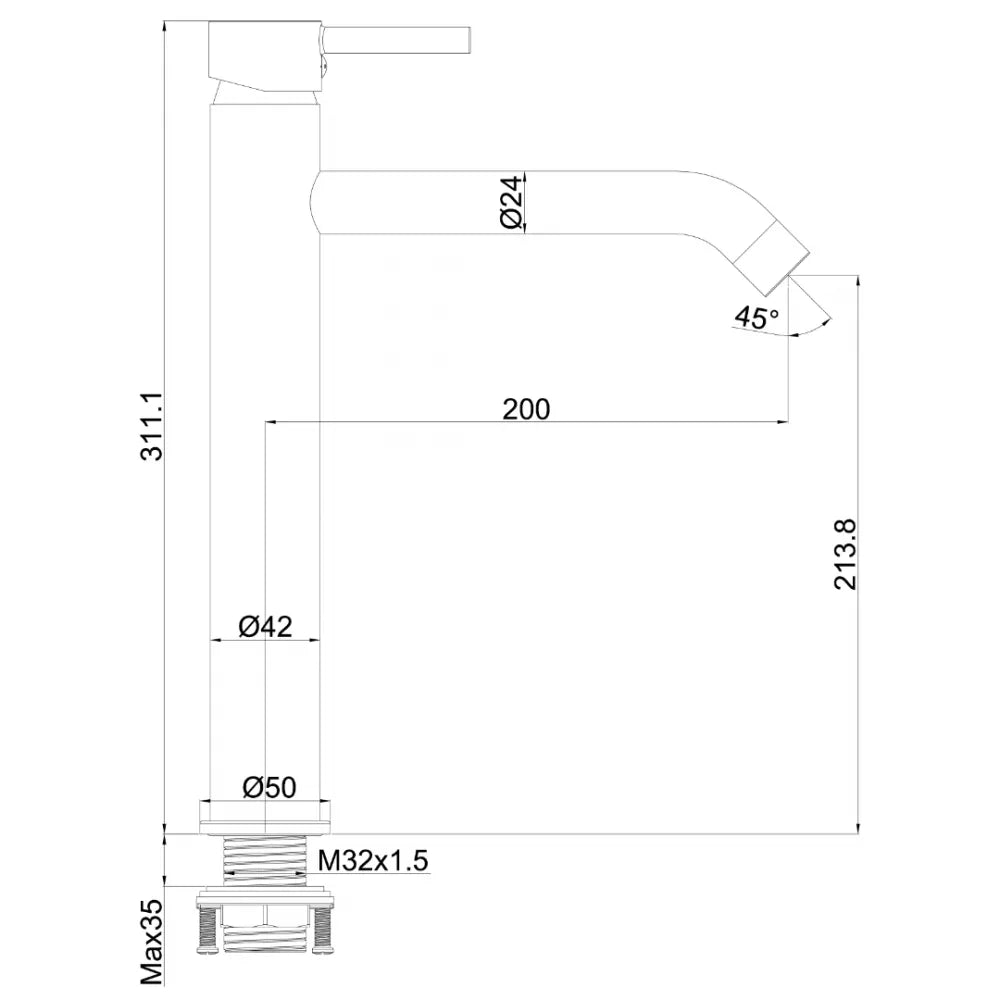 Μπαταρία νιπτήρα αναμεικτική ψηλή 30ΕΚ Μαύρη INTERFLEX ART-DOT