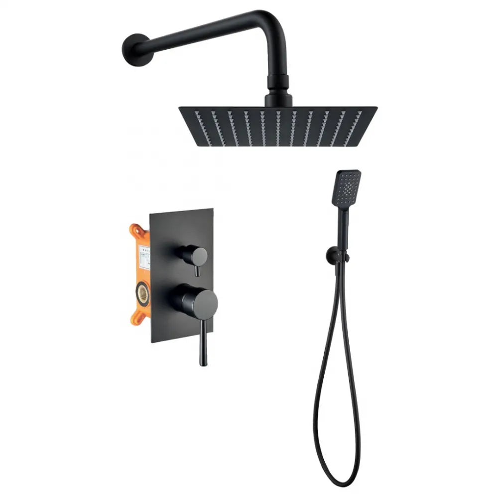 Σετ μπαταρία ντουζιέρας εντοιχισμού αναμεικτική μαύρη 2 ΡΟΩΝ FINE INTERFLEX