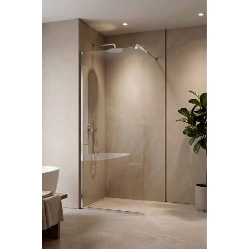 Σταθερό διαχωριστικό ντουζιέρας 8 χιλ. WALK-IN TEMA slim profil 100 Χ 195 ΕΚ χρωμέ με νανοτεχνολογία clean glass