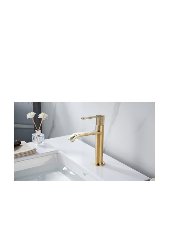 Μπαταρία νιπτήρα αναμικτική ψηλή 20εκ. BRUSHED GOLD PVD  HERMES INTERFLEX