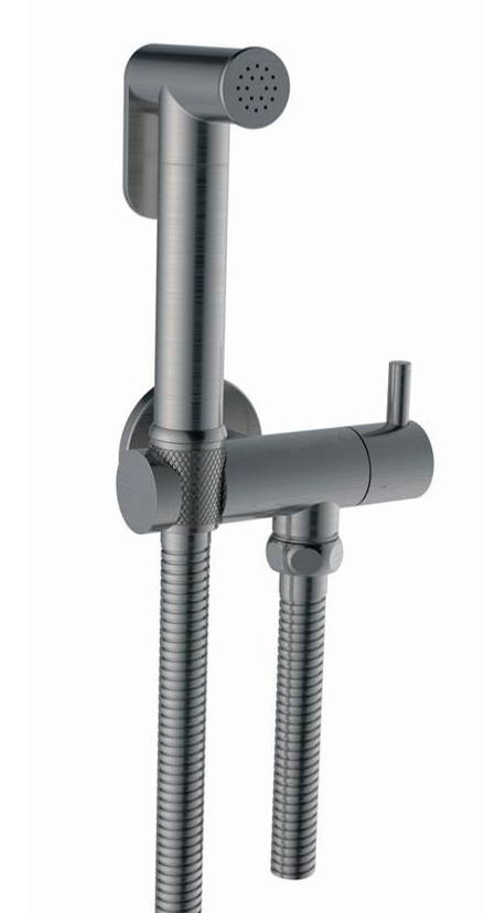 Σετ διακόπτη μπιντέ gun metal ROUND INTERFLEX ΜΟΝΟ ΚΡΥΟ